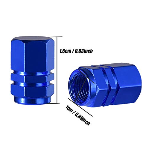 WFPOWER 10 Pieces Tire Stem Valve Caps Aluminium Car Dustproof Caps Tire Wheel Stem Air Valve Caps for Vehicle, SUV, Bike Bicycle, Trucks, Motorbike, Hexagon Shape (Blue) - Thumbnail 3
