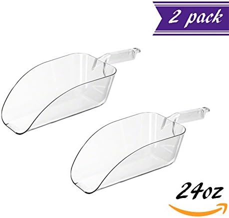 (2 Pack) 24 Oz Polycarbonate Utility Scoop, Sturdy Multifunctional Shovel for Ice, Dry Goods Candies, Popcorn, Spices, Pet Food, Flour, Bar, Buffet, Wedding Party, Heavy-Duty Shatter Resistance Scoops
