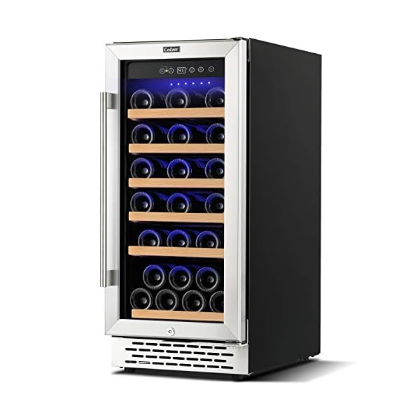 Colzer-Upgrade-15-Inch-Wine-Cooler-Refrigerators-32-Bottle-Fast-Cooling-Low-Noise-and-No-Fog-Wine-Fridge-with-Professional-Compressor-Stainless-Steel-Digital-Temperature-Control-Screen-Built-in-or-Fre