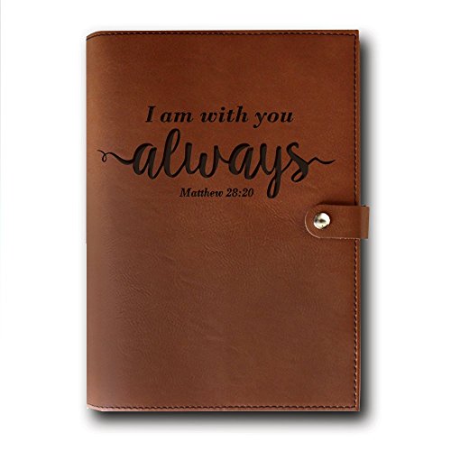 Bella Busta-I am with you always- Book Cover-Christian Bibles Book Cover-Religion & Spirituality- Engrave Leather Book Cover (Matthew 28:20 (6" width x 8 5/8" height Rawhide))