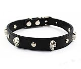CocoPet Luxury Handmade PU Leather Pet Cat Collar Skull Black Bow Tie Collar Necklace Jewelry for Small Doggie Pets Female Puppies Chihuahua Yorkie Girl Costume Black