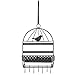 Black Metal Bird Cage Design Hanging Jewelry Rack w/ Cosmetics Tray, 2 Earring Organizer Bars & 7 Hooks