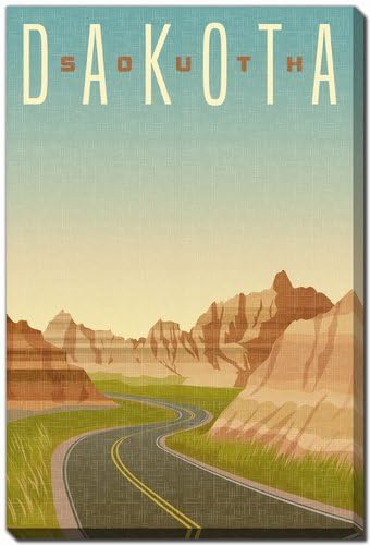 Art Source South Dakota State Poster, 22" x 28" Print on Canvas Wall Art