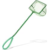 Novique Aquarium Fish Net Small Betta Fish Tank Cleaning Net Sludge Food Residue Wastes Skimmer with Soft Fine Mesh and Braided Matal Handle for Small Ponds and Pools(3 inch)
