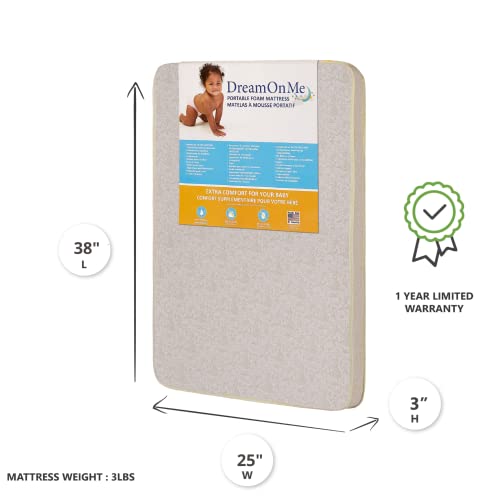 Dream On Me 3" Fiber Playmat, Excellent Comfort & Support, Waterproof