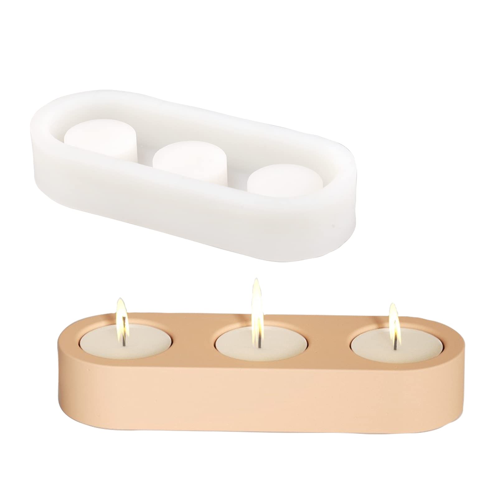 Candle Holder Mold Concrete Silicone Mould DIY Cement Candlestick Holders Making Tools (SH0845-3)