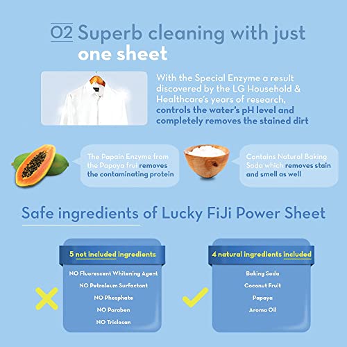[LG] Fresh FiJi (Lucky FiJi) Laundry Detergent Sheets, upto 60 Loads (30Sheets) Lavender