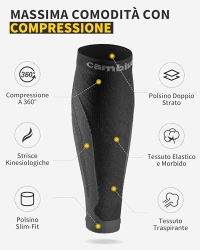 CAMBIVO 2 Pairs Compression Calf Compression Socks for Running, Fitness, Sports, Football, Cycling, Circulation, Varicose Veins