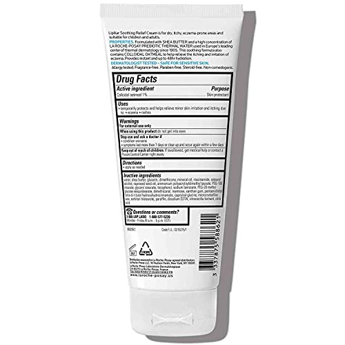 LA ROCHE-POSAY LIPIKAR SOOTHING RELIEF ECZEMA CREAM, FACE AND BODY LOTION FOR ECZEMA AND SENSITIVE, DRY SKIN, MOISTURIZER WITH COLLOIDAL OATMEAL TO RELIEVE IRRITATION