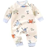 Nanyizly Baby Romper Long Sleeve Newborn Jumpsuit with Snap Closure Infant Bodysuit for Boys/Girls