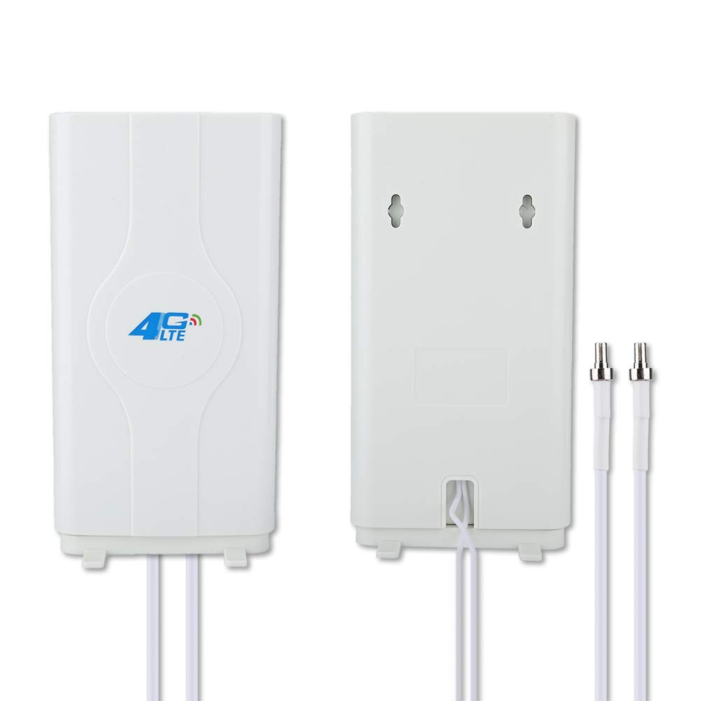 Cuifati 4G LTE Antenna, SMA/TS-9/CRC9, Dual MIMO, 88dBi Gain, 800MHz-2700MHz, White, Desktop/Wall Mountable