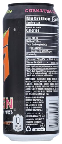 REIGN TOTAL BODY FUEL, REIGNBOW SHERBET DRINK, 16 FL OZ, BLACK