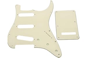 KAISH 11 Hole ST/Strat Style Pickguard SSS Pick Guard with ST Back Plate Tremolo Trem Cover for Stratocaster/Strat Made in USA/Mexico Aged White 3 Ply