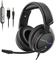 Jeecoo Xiberia Stereo Gaming Headset for PS4 PS5 Xbox One S- Over Ear Headphones with Noice Cancelling Microphone - LED...