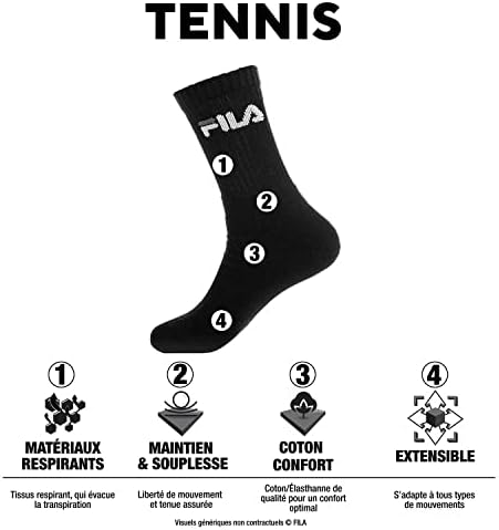 Chaussette Homme Coton - Lot de 6 - Chaussettes Sport Homme, Ajustement Parfait & Respirantes, Taille 39/42 - Noir
