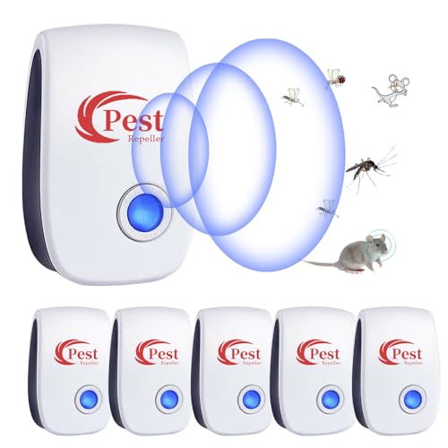 Ultrasonic Pest Repeller, 6 Pack Electronic Pest Control Repeller, Ultrasonic Mosquito Repellent for Anti Mosquitos, Flies, Mice, Cockroaches, Spiders, Rodents