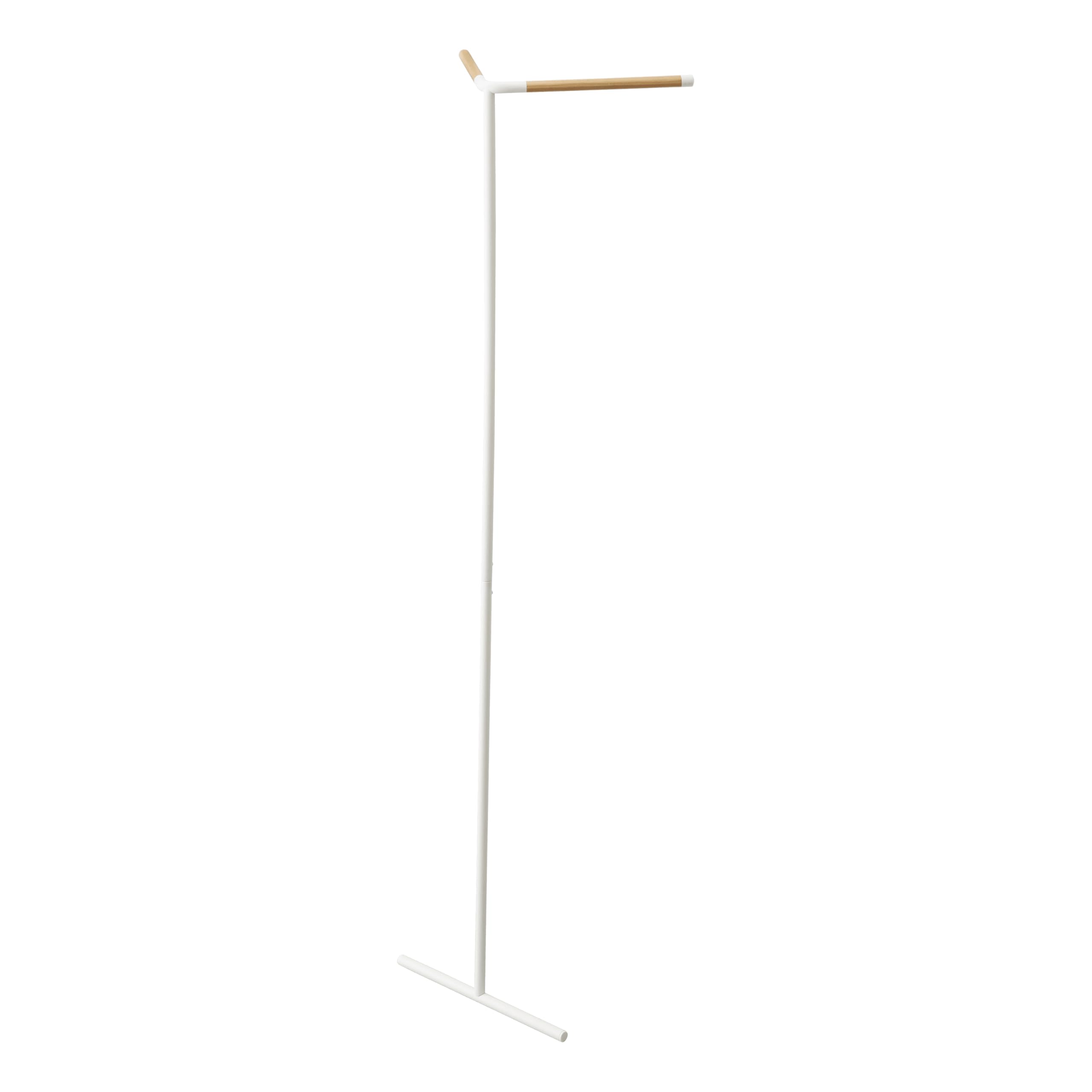 YAMAZAKI 5550 TOWER Leaning Corner Coat Hanger, white, Steel/Wood, Minimalist, 48.5 x 31.5 x 160 cm