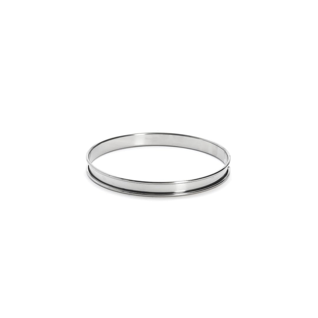 De Buyer Circular Tart Frame with Rolled Edge, Stainless Steel, Height 2cm Diameter 12 cm, Stainless Steel, other, 16 cm