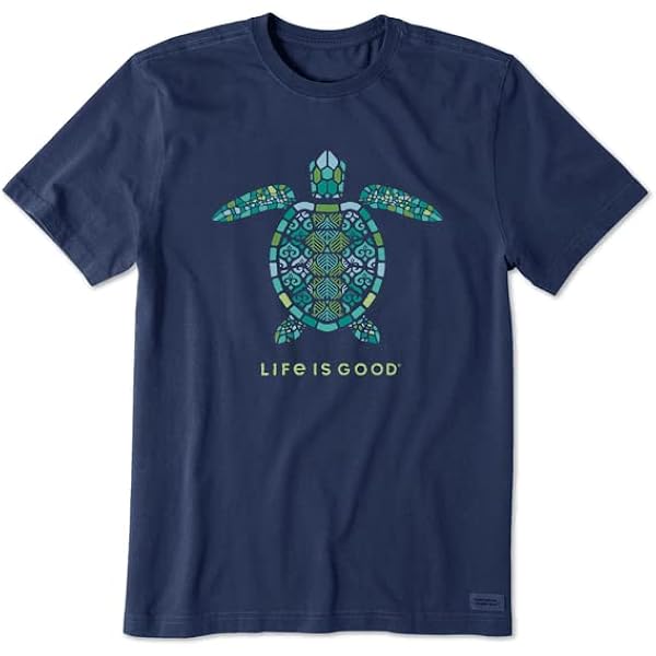 Life Is Good Women's Crusher Tee - Trippy Paw Print Graphic, Soft Vintage Wash