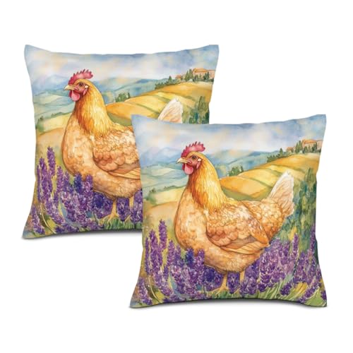 KEEPAEON Lavender Chicken Throw Pillow Cover 12x12 Inch Set of 2… at Amazon