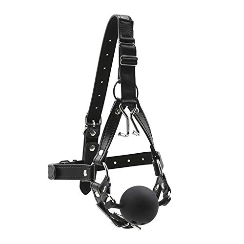 Bondage Masters Head Harness Silicone Gag with Nose Hook, Black