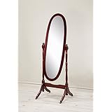 Roundhill Furniture Traditional Queen Anna Style Wood Floor Cheval Mirror, Cherry Finish