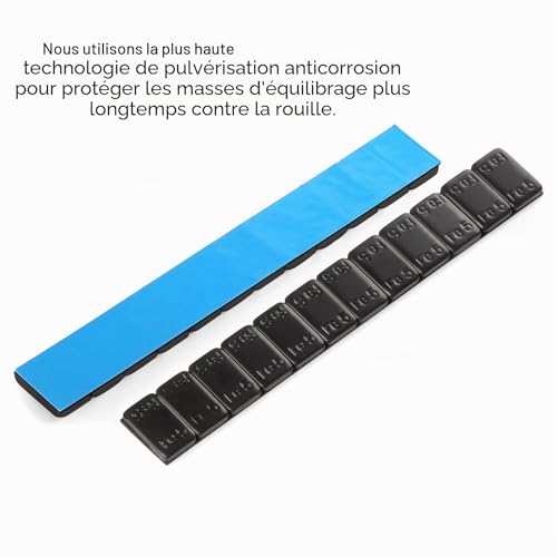 GAsupply 100 Black Balancing Weights I 100 x Adhesive Bar with Removable Rim 12 x 5 g Zinc Plated and Laminated
