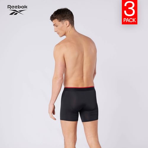 Reebok Calzoncillos bóxer Glynn para Hombre, Pack de 3 Calzoncillos Deportivos, Transpirables y elásticos,Pack múltiple de Calzoncillos bóxer, Color Negro