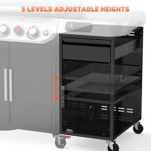 onlyfire Weber Genesis 2022 Series Gas BBQ Side Storage Cabinet | S/E/SPX/EPX-335/435 Built-in Gas Barbecue Storage Cart with Drawer and Kitchen Towel Holder