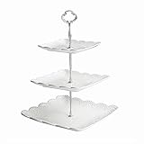 WINCANG 3-Tier Porcelain Square Lace Stacked Party