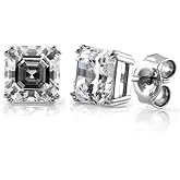 BERRICLE Sterling Silver Gold Flashed CZ Solitaire Small Stud Earrings for Women Men, Simulated Diamond Cubic Zirconia Earrings, Heart/Round/Princess Cuts, Blue/Green/Pink/Purple