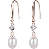 SLUYNZ Solid 925 Sterling Silver Pearl Drop Earrings for Women Teens Natural Freshwater Pearl Dangle Earrings Wedding Bridal Earrings