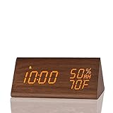 JALL Digital Alarm Clock, with Wooden Electronic