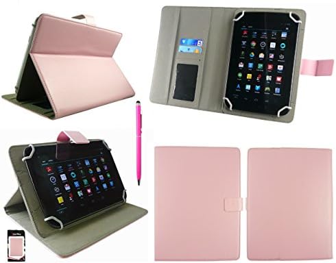 Emartbuy® Samsung Galaxy Tab S2 8.0 Inch SM-T713 Tablet Universal Range Baby Pink Multi Angle Executive Folio Wallet Case Cover With Card Slots + Hot Pink Dual Function Stylus
