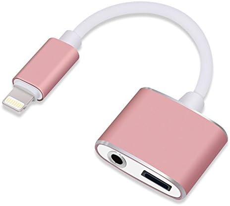 iphone 7 Lightening Adapter,Egrace 3 in 1 Headphone Bluetooth Adapter Splitter and Charger with Calling Function For iphone 7 Plus (Rose Gold)