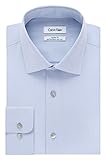 Calvin Klein Men's Regular Fit Non Iron Herringbone Spread Collar Dress Shirt, Blue, 17