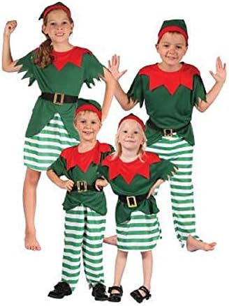 WOWFEST Age 2-12 Kids Elf Costume Girls Christmas Fancy Dress Santa Xmas Helper