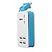 Mini USB Power Strip, 4 Port USB charger station 5V 2.1A-1A 21W Travel Charging Strip Outlets 5ft Extension Power Supply Cord with Universal Flat Wall Plug 100V-240V Input USB Power Sockets (Blue)