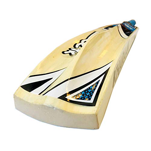Zeepk Cricket Bat Play Like The Pros Adult Size, Cricket Tennis Ball Bat Handcrafted Kashmir Willow with Durable Comfortable Rubber Grip Short Handle Thick Edge Blade 44mm Light Weight 2lbs (Blue)