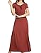 Meaneor Women Boho Cap Sleeve Smocked Waist Tiered Renaissance Summer Maxi Dress Maroon XL