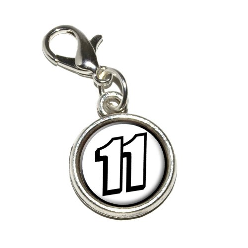 Graphics and More 11 Number Eleven Antiqued Bracelet Pendant Zipper Pull Charm with Lobster Clasp