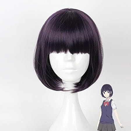 Amazon Co Jp 日本アニメ 葛の本海安岡岡花火コスプレwigコミック詐欺少女安岡花火ダークパープル髪かつらロリータかつらワンサイズ安岡花火 ビューティー