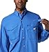 Columbia Men's PFG Bonehead II Long Sleeve Shirt, Cotton, Relaxed Fit, Medium, Vivid Blue