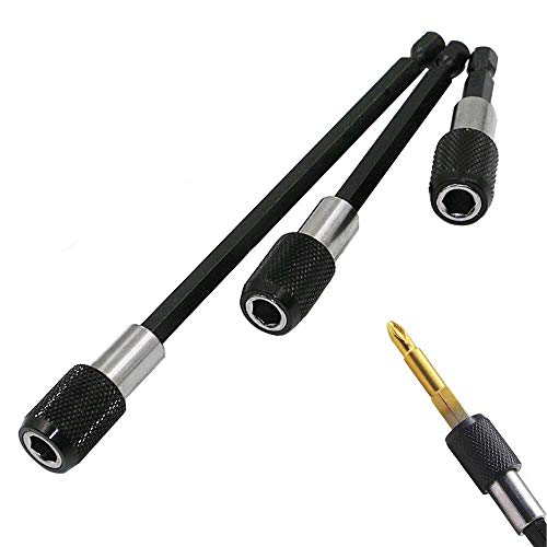 Eyech 3Pcs Magnetic Drill Bit Extension Quick Change Impact Driver Bits 1/4 Inch Hex Shank Magnetic Screw Holder 2/4/ 6 Inch Length Security Head Screwdriver Driver Bit Set