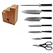 Ginsu Chikara Series Forged 8-Piece Japanese Knife Set, Black - Premium Cutlery Set with 420J Stainless Steel Kitchen Knives and Bamboo Block