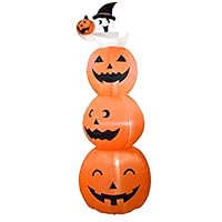 Dreamone 8 Foot Halloween Inflatables Pumpkin with Cute Ghost for Halloween Indoor Outdoor Yard Garden Party Decorations