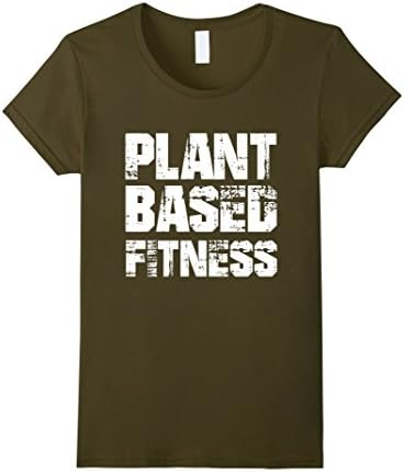 Womens PLANTBASED FITNESS Shirt - vegan plant based t-shirt XL Olive