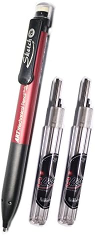 Art Mechanical pencils Flat Lead 1.8mm Holder Sketch Pen, For Sketch Darft Drawing,Sketching,Wine Body (Graphite Lead Refill 1.8mm 2B Lead 2 Tube-12 Leads)