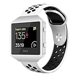 For Fitbit Blaze Band Accessory, VODKE Silicone Breathable Replacement Band/Strap with New Frame for Fitbit Blaze Men Women Small(WHITE+BLACK+SILVER Frame)