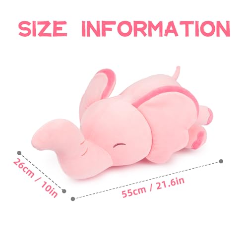NIUNIU DADDY 21 IN PINK ELEPHANT STUFFED ANIMAL NOT WEIGHTED – KAWAII LARGE ELEPHANT PLUSH TOY FOR KIDS ADULTS, SQUISHY SOFT CUTE BODY PILLOW GIFT FOR GIRLS BOYS BIRTHDAY CHRISTMAS PARTY